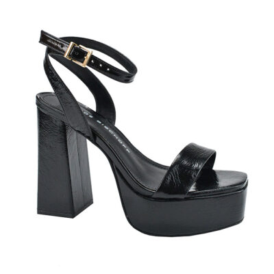 SANDALIA COURO CRINKLE PRETO