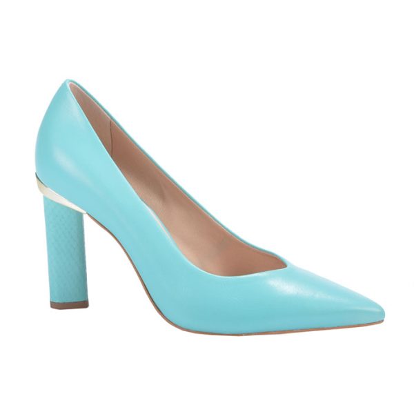 SCARPIN AGUA MARINA CON TACO GEOMETRICO