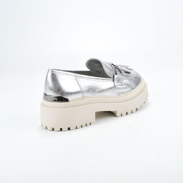 MOCASIN COURO METALIC FANCY PRATA - Imagen 2