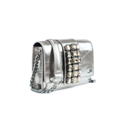 CARTERA GRIS CON PIEDRAS