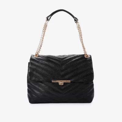 Cartera De Hombro negra Matelassê Cuero