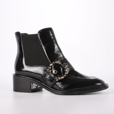 BOTIN CUERO CRINKLE NEGRO