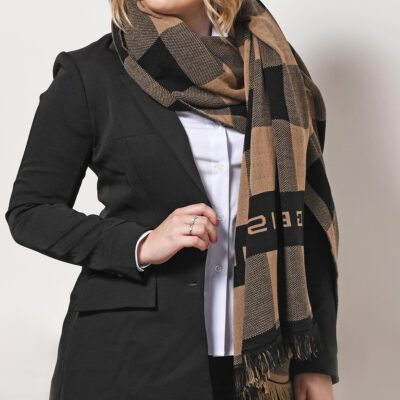 CHAL TEJIDO JB BEIGE Y NEGRO