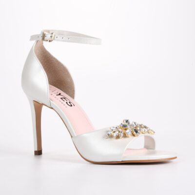 SANDALIA CUERO ACETINADO BRANCO PEDRERIA