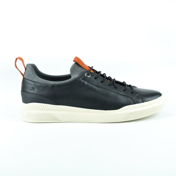 TENIS CASUAL CUERO NEW NEGRO - GRIS - NARANJA