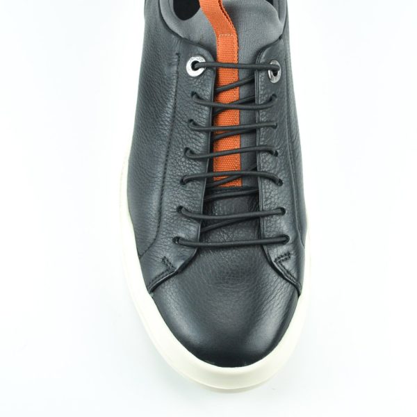 TENIS CASUAL CUERO NEW NEGRO - GRIS - NARANJA - Imagen 3