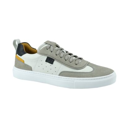 TENIS CUERO NAPA CONFORT GRIS - BLANCO