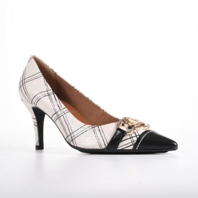 SCARPIN CUERO BLANCO NEGRO