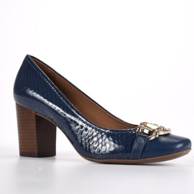 SCARPIN CUERO SNAKE SHINE AZUL MARINO
