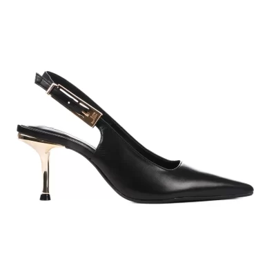 SLINGBACK COURO NAPA NEW PRETO