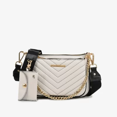 CARTERA CUERO 3 EN 1 BLANC / PRETO