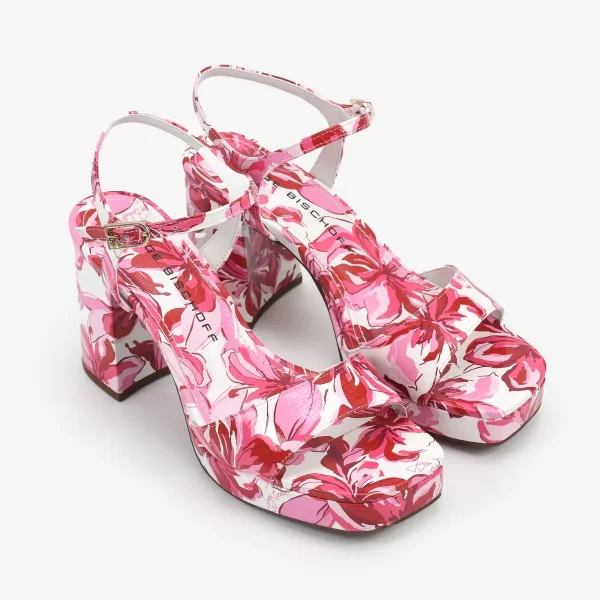 SANDALIA  CUERO CRINKLE FLOWER FUCSIA / RUBI - Imagen 4