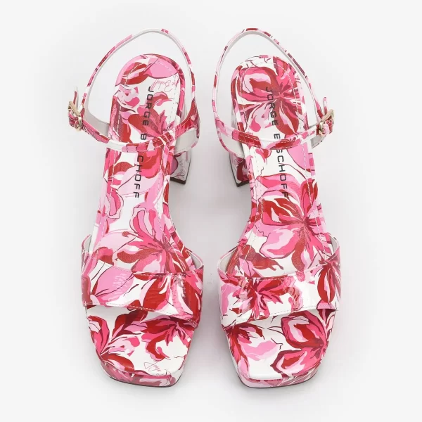 SANDALIA  CUERO CRINKLE FLOWER FUCSIA / RUBI - Imagen 2
