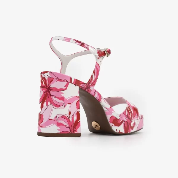 SANDALIA  CUERO CRINKLE FLOWER FUCSIA / RUBI - Imagen 3
