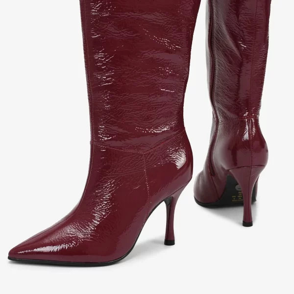 A+ BOTA LARGA CUERO  VERNIZ CHERRY - Imagen 5