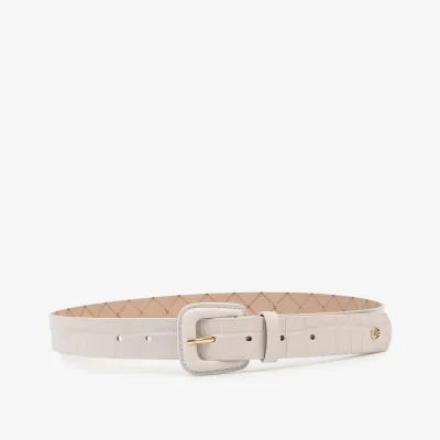 CINTURON COURO CROCO BLANC