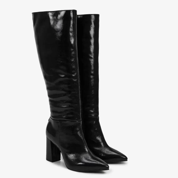A+ BOTA  CAÑA ALTA VERNIZ CUERO  PRETO - Imagen 4