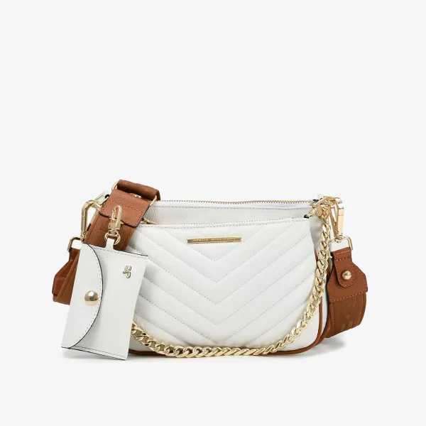 A+ . CARTERA 3 EN 1 OFF WHITE CON STRAP CAMEL - Imagen 2