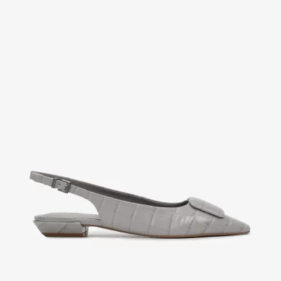 SLINGBACK FLAT  COURO CROCCO GRIS