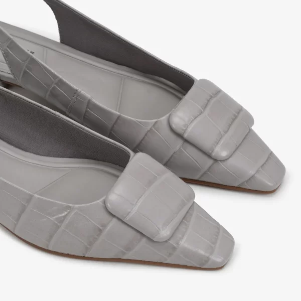 A+ . SLINGBACK FLAT  COURO CROCCO GRIS - Imagen 3