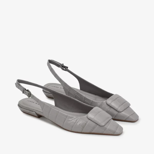 A+ . SLINGBACK FLAT  COURO CROCCO GRIS - Imagen 4