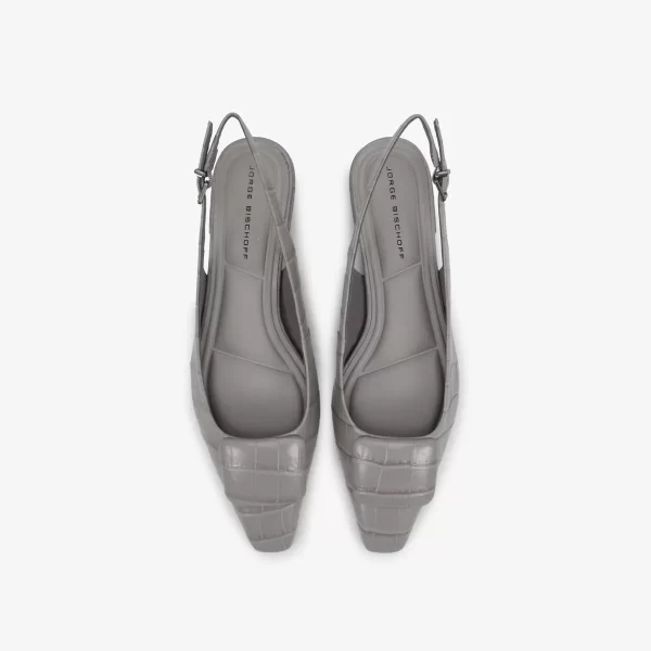 A+ . SLINGBACK FLAT  COURO CROCCO GRIS - Imagen 5