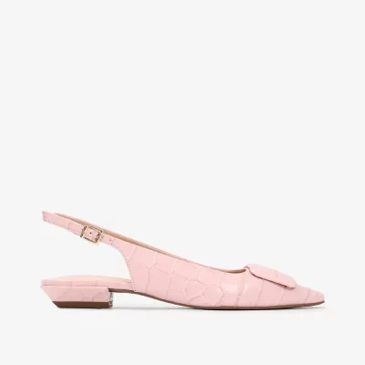 SLINGBACK FLAT  COURO CROCCO NUDE
