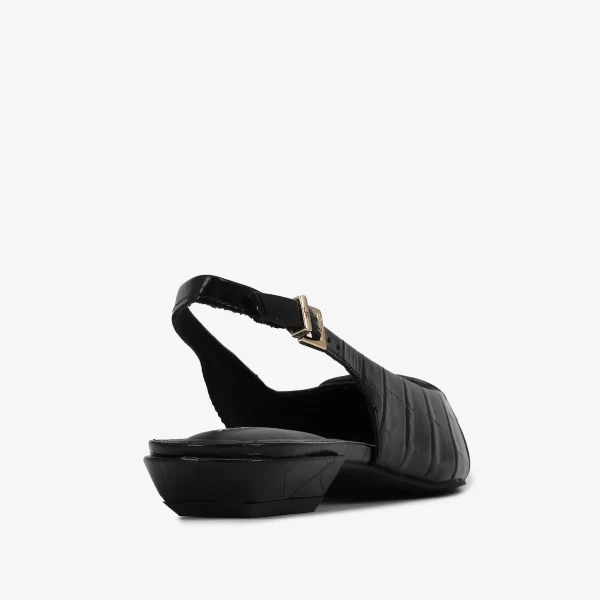 A+ . SLINGBACK FLAT  COURO CROCCO PRETO - Imagen 3