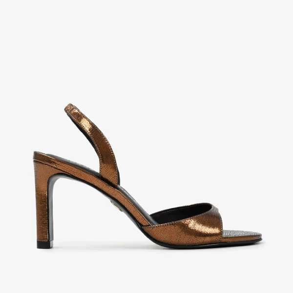 A+ . SANDALIA COURO SATINADA BRONCE