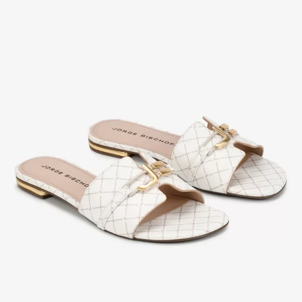 A+ . SANDALIA  FLAT MONOGRAMA OFF WHITE - Imagen 3