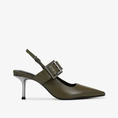 SLINGBACK CUERO VERDE OLIVO