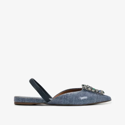SLINGBACK FLAT CUERO DENIN LUNAR