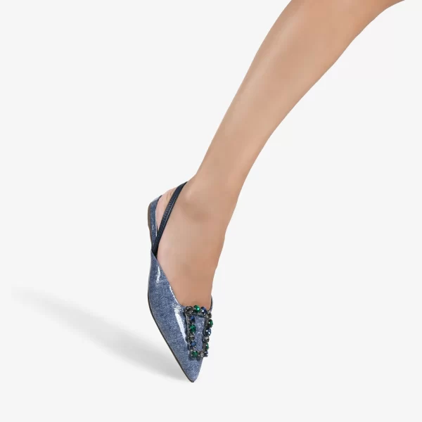 A+ SLINGBACK FLAT CUERO DENIN LUNAR - Imagen 4