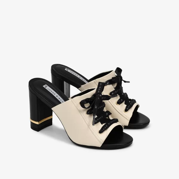A+ SANDALIA  CUERO NAPA  BLANC /NEGRO - Imagen 4