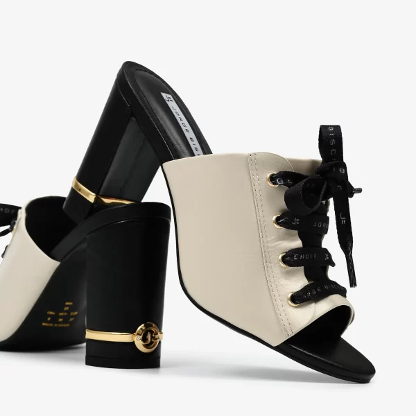 A+ SANDALIA  CUERO NAPA  BLANC /NEGRO - Imagen 3