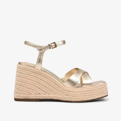 PLATAFORMA CUERO FLOTER METAL OURO