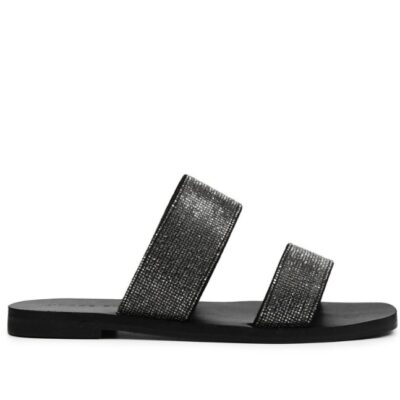 SANDALIA CUERO FLAT GRAFITO