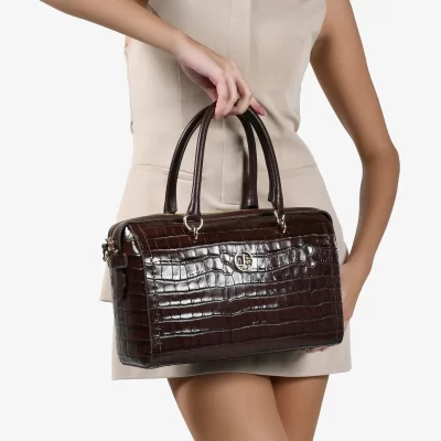 CARTERA CUERO CROCO CAFÉ CHOCOLATE