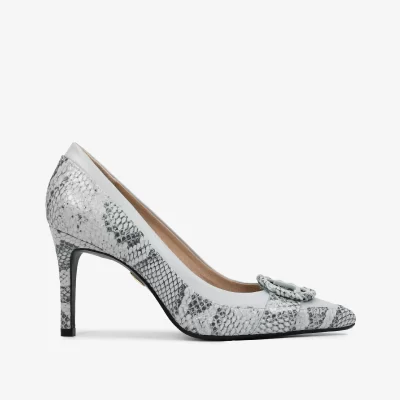 SCARPIN CUERO SNAKE GRIS