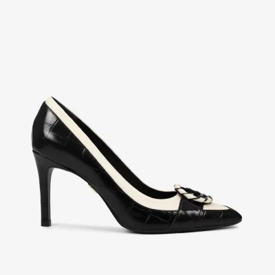 SCARPIN CUERO CROCO EFECT NEGRO