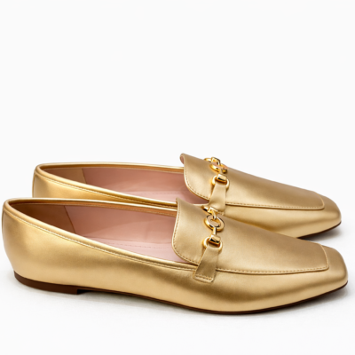 MOCASIN DE CUERO ORO