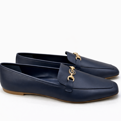 MOCASIN DE CUERO AZUL