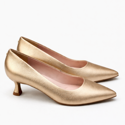 SCARPIN DE CUERO ORO