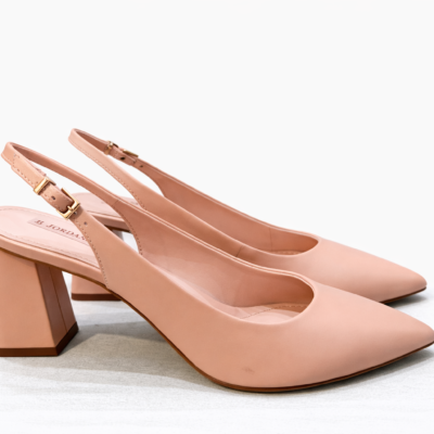 SLINGBACK CUERO TACO GEOMÉTRICO NUDE