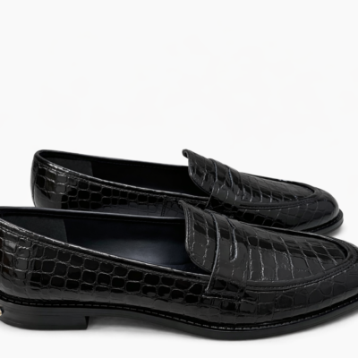 MOCASIN DE CUERO CLASIC CROCO NEGRO