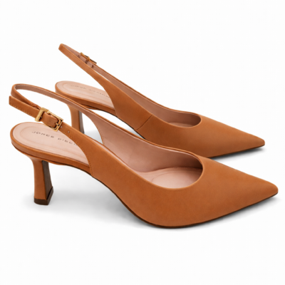 SLINGBACK DE CUERO -TACO EN BARRA ALMENDRA