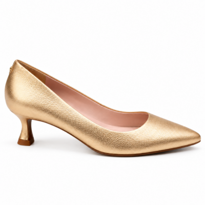 Scarpin de cuero clasic oro