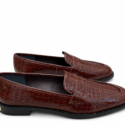 MOCASIN DE CUERO CLASIC CROCO MARRÓN