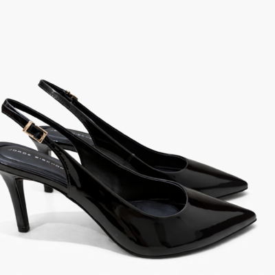 SLINGBACK DE CUERO CLASIC NEGRO VERNIZ