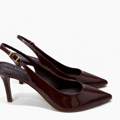 SLINGBACK DE CUERO CLASIC MARRÓN VERNIZ